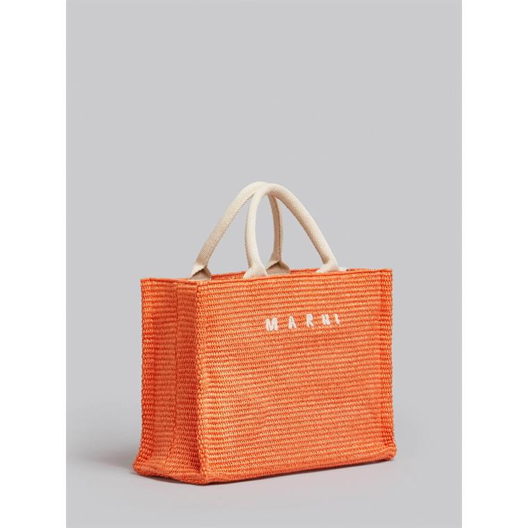 MARNI Raffia Small Tote Bag, Orange 